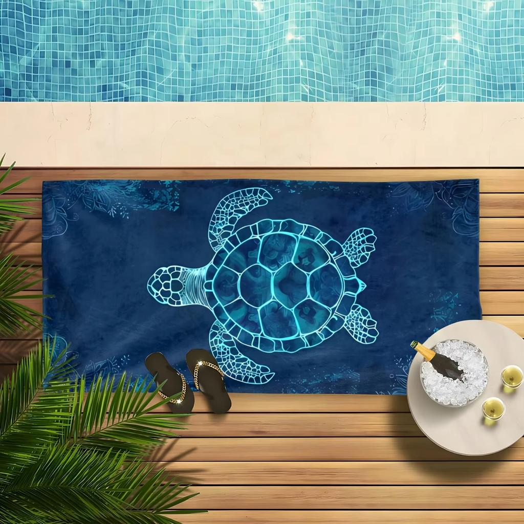 Turtle Print Beach Towel, Absorbent Microfiber Quick Dry Ideal for Travel Swimming Surfing Bath Towel Summer Gift