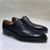 Men's Genuine Leather Formal Dress Shoes Pointed Toe Lace-Up Office Oxford Business Shoes Black Brown Banquet Footwear