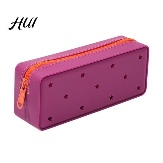 Pen Holder Silicone Pencil Case, Cute Heart Star Shape Large Pouch, School Case Soft Bag for Students, Stationery Organizer Capacity