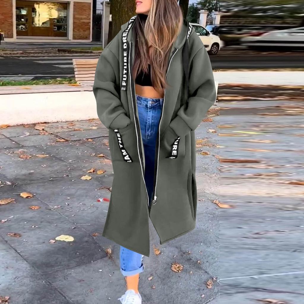 Женская модная куртка Повседневный однотонный кардиган с длинными рукавами Худи Длинное пальто