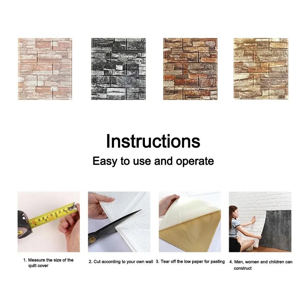 Водонепроницаемые пенные кирпичные обои Пенопластовые звукоизоляционные противоударные 3D-наклейки на стену Самоклеящиеся DIY-декали на стену