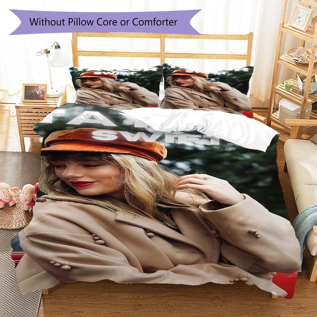 Famous singer Pattern Bedding Quilt Set Quilt Cover Pillowcase Home Decoration Birthday Gift (1 * duvet cover + 2 * pillowcase, without core)
