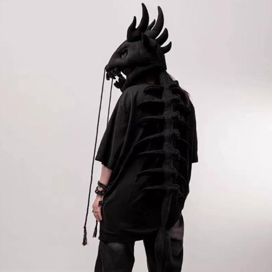 Китайский Лун Головной убор Скелет 3D Кость Дракона Головной костюм Реквизит Хэллоуин Косплей Вечеринка Сценическое выступление Плюшевый чехол на голову