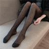 Student Girls' Black Jacquard Sheer Tights - Autumn/Winter Sexy Nude Stockings with Footed Design