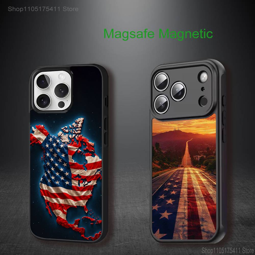 A-America USA F-Flag Phone Case For iPhone 17,16,15,14,13,12,11,Pro,Max,Plus,Mini,SE4,E Magnetic Magsafe Wireless Charging