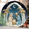 Holy Night Nativity Scene Pendant, Decoration of Home Walls or Doors, 2d Flat Wooden, Christmas Decoration, Gifts for Friends and Family
