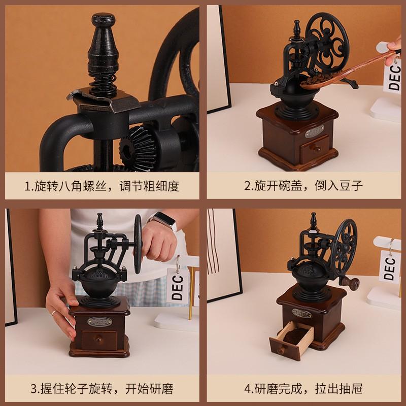 Manual Coffee Grinder Vintage Style Ceramic Burr Mill Home Barista Hand Crank Bean