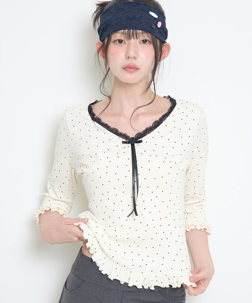 ILLIGO Dot Lace T-Shirt Ivory