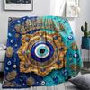 1Pc Evil Eye Print Flannel Blanket, High quality Comfortable for All Seasons, Home Decor, Warmth and Comfort, Perfect for Christmas Gifts W60