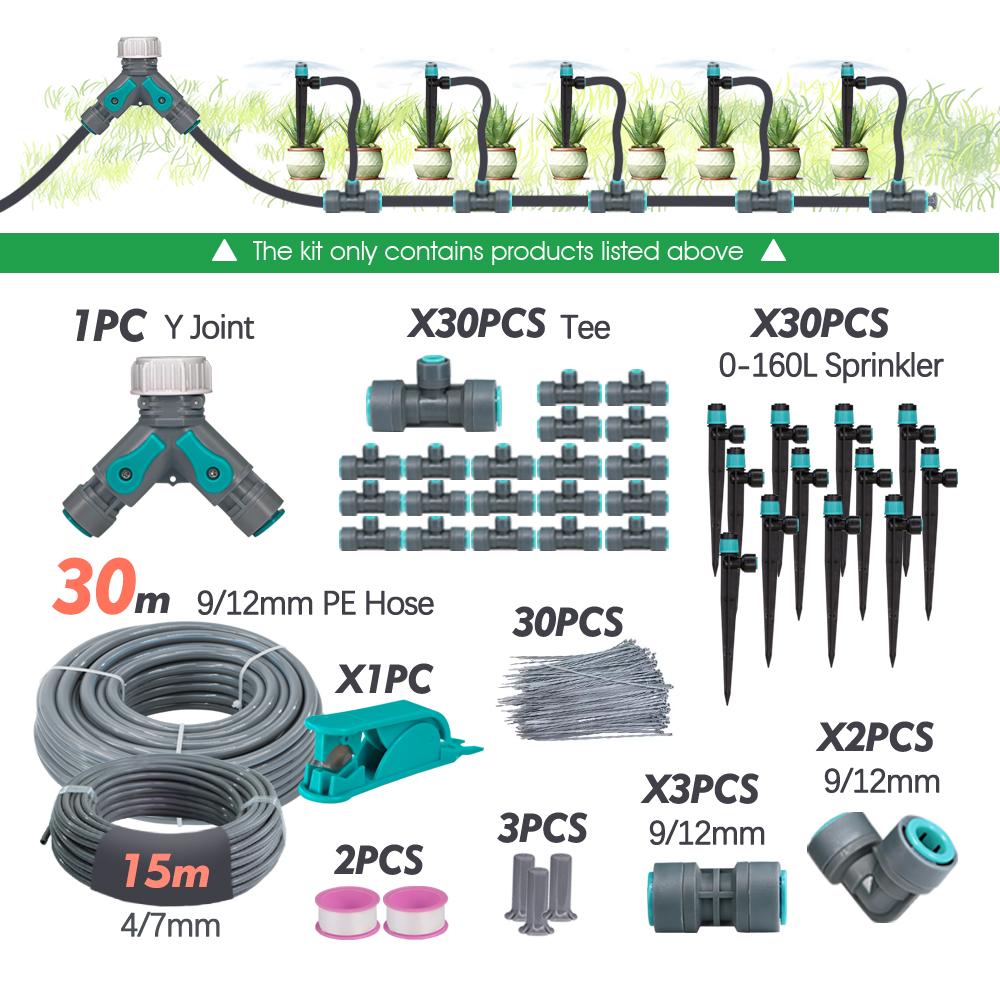 3/8" Bubbler Garden Irrigation Watering System 9/12mm PE Hose 360° Adjustable Sprinkler Tee Quick Connect Drip Watering Sprayers