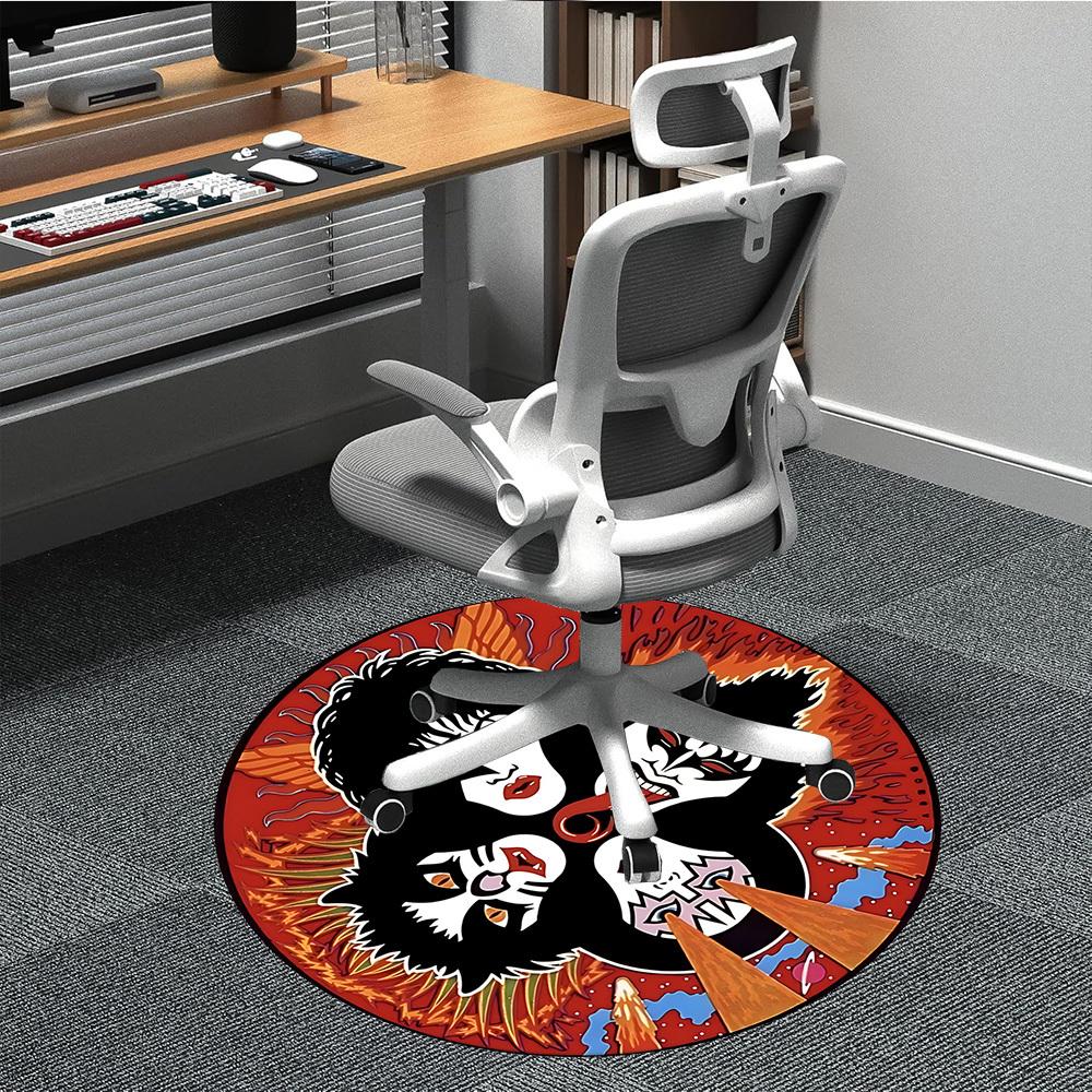 1PC KISS Band Office Round Rug Perfect for Office Non-Slip Backing, Decorative Floor Mat yy250916080