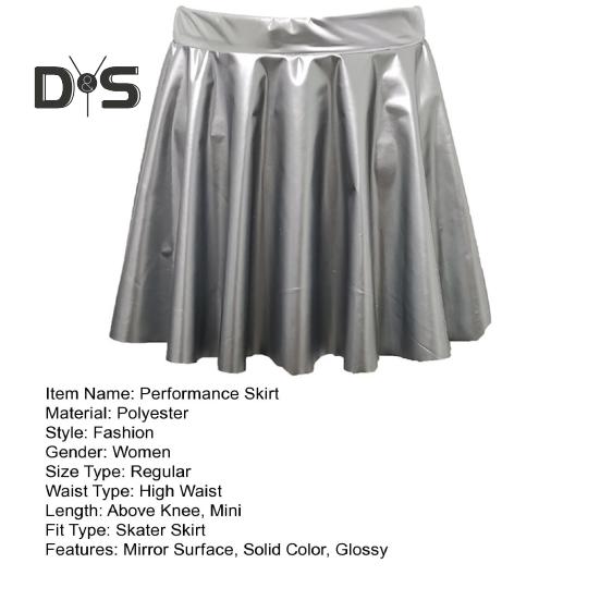 Женская мини-юбка с высокой талией, зеркальная глянцевая поверхность, короткая юбка из искусственной кожи, однотонная юбка-солнце