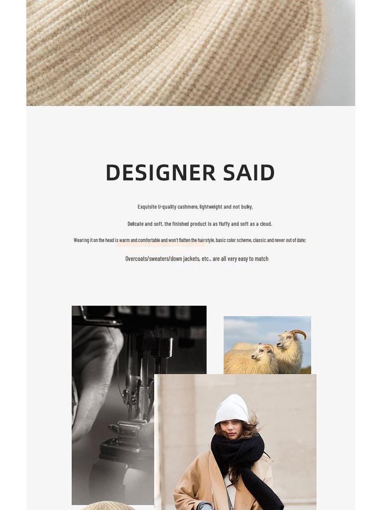 Женская тяжелая четырехслойная кашемировая вязаная шапочка в стиле Хепберн