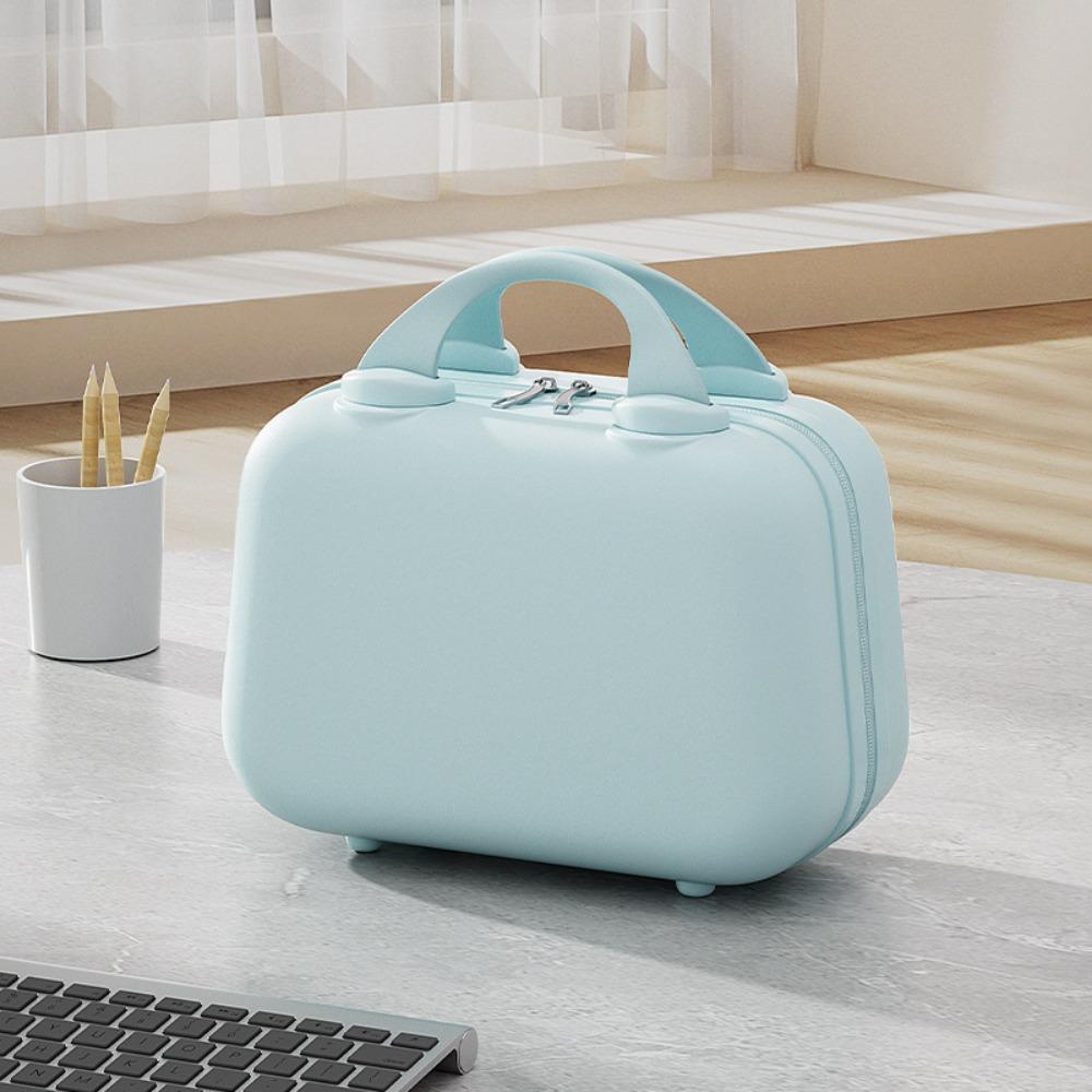 Square Box Solid Color Suitcase Large Capacity Makeup Case Casual 14-inch Cosmetic Cases  Women