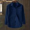 Men Corduroy Shirt Turn-down Collar Single-breasted Solid Color Loose Cardigan Retro Style Mid Length with
