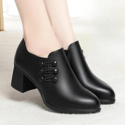 Большой размер 35-42 Ретро Черные Одинарные Туфли Женские Французский Круглый Носок Толстый Каблук Квадратный Каблук Обувь на Танкетке
