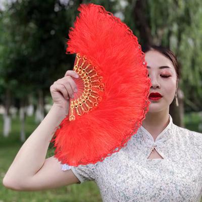 Красивый китайский Cheongsam в стиле Лолиты Хан, аксессуары для одежды, прочный летний ручной веер с перьями в стиле ретро, ​​товары для дома, складной веер