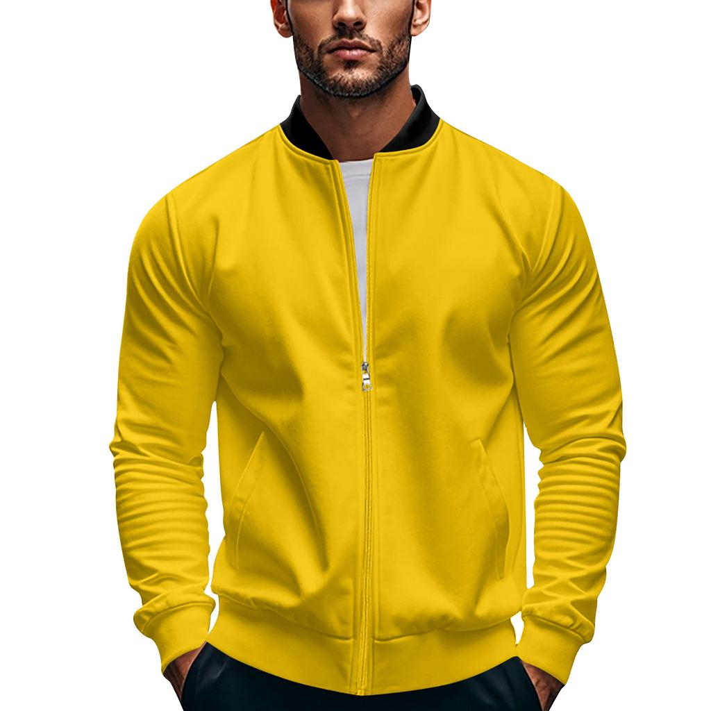 Men's Lapel Jacket Solid Casual Zipper Pocket Coat