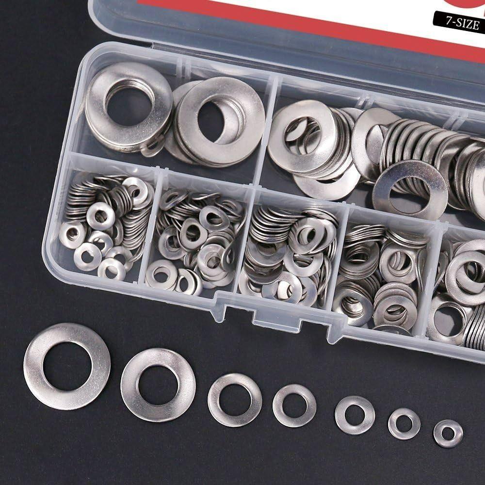 295Pcs 7 Sizes Curved Washers Kit 304 Stainless Steel Gasket Assortment Electrical Connections