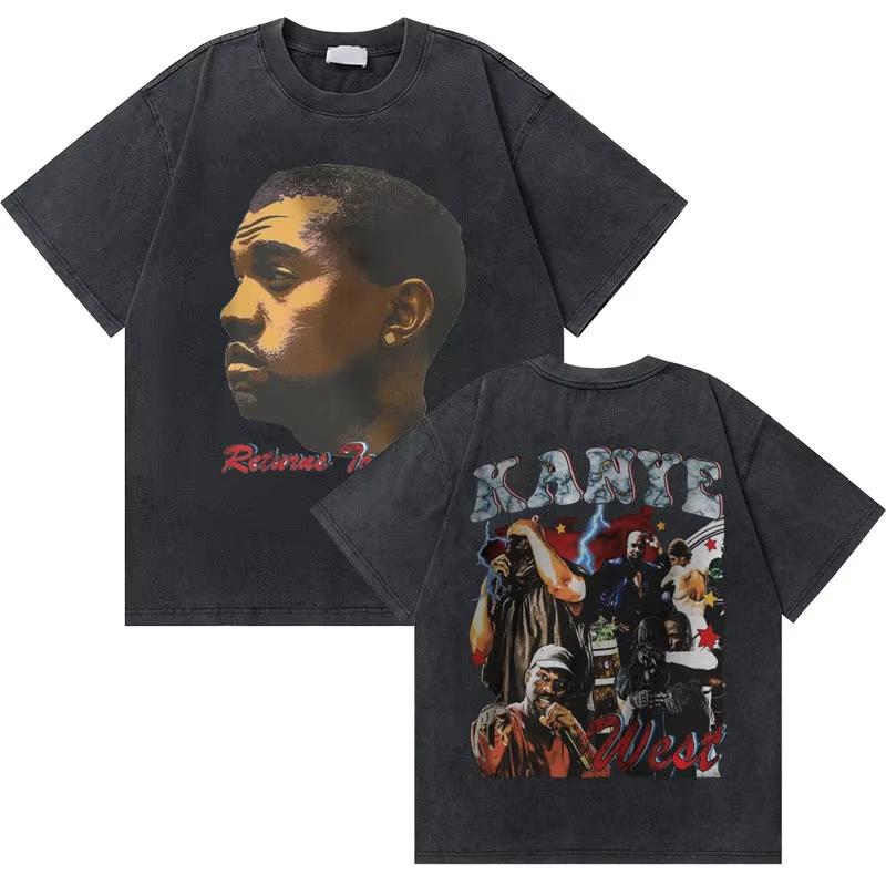 Washed Vintage Rapper Kanye West Music Album Cover Logo Graphic Tshirt THE LIFE OF PABLO T Shirt Men Hip Hop Vintage Tshirts
