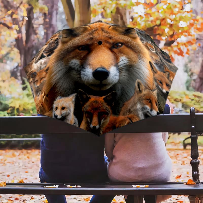 Узор с лисами, автоматический складной зонт, портативная и складная конструкция, 8 спиц, рождественский или день рождения подарок.