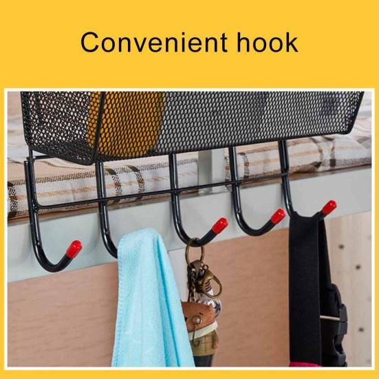 Металлическая подвесная стойка для хранения, крючки для корзины, держатель для книги, телефона, органайзер для кровати в общежитии