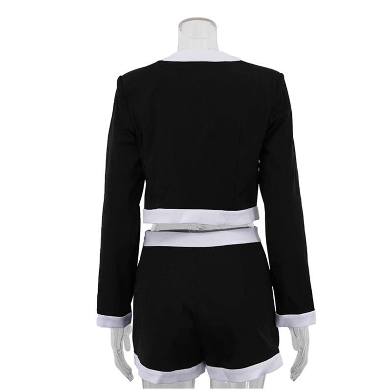 Узкий контрастный комплект пальто и шорт, женский однобортный топ с длинным рукавом, шорты с высокой талией, новинка 2025 года, элегантный женский костюм