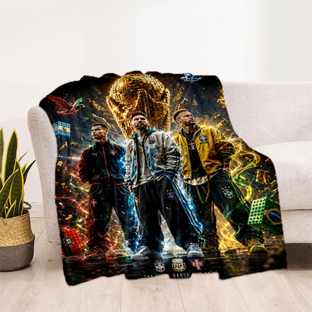 Lionel Messi Cristiano Ronaldo Football Legend Blanket Soft Warm Cozy Suitable For Picnics Chair Bedding Four Seasons Universal Warmthful Decor