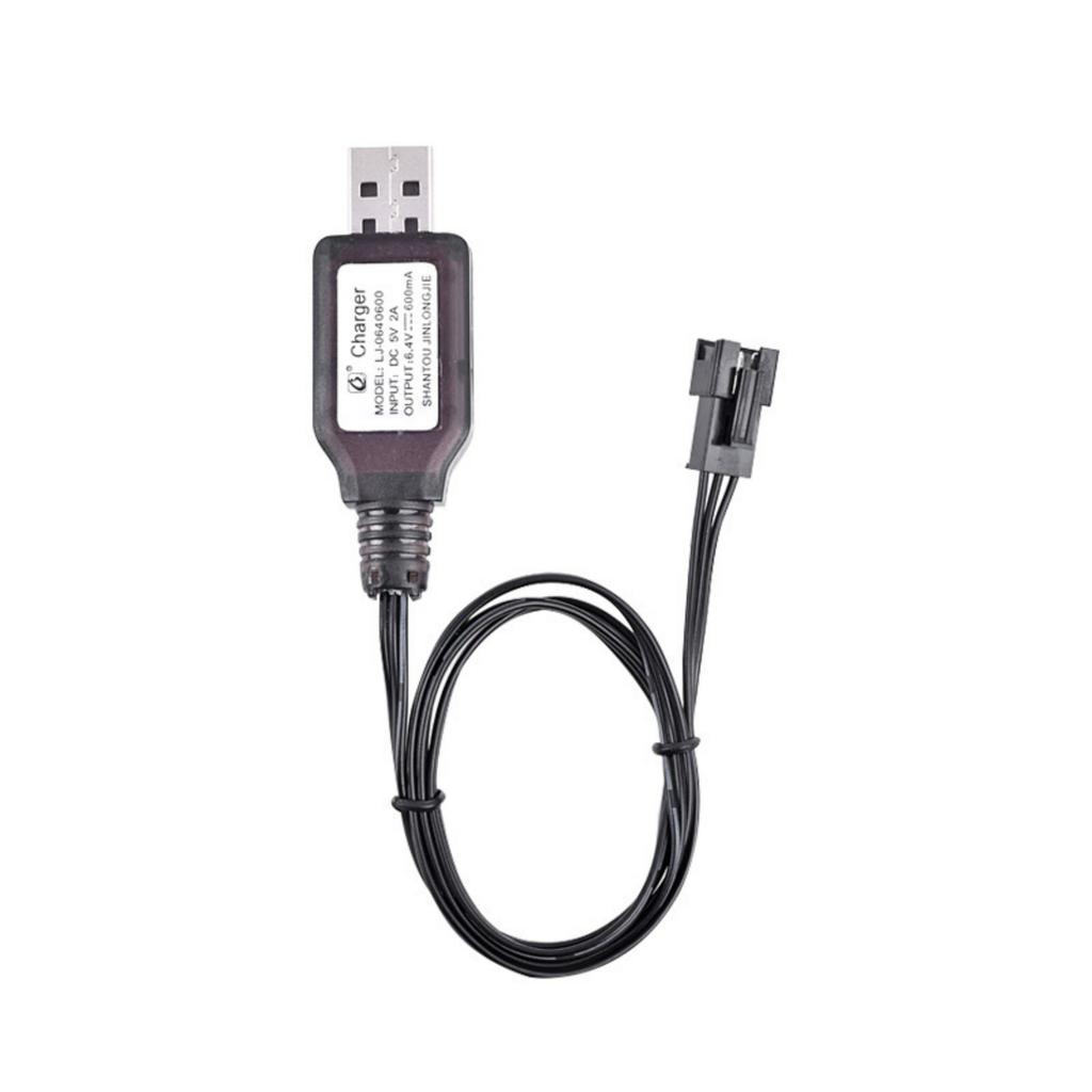 Advanced 6.4V Charger SM3P 600mA Battery Charging Cord with Safe Protections for Engineering Vehicle, Toy Car Black