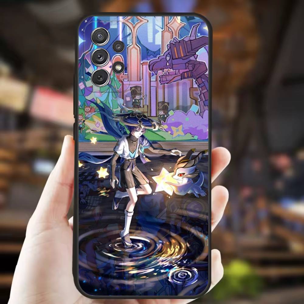Чехол для телефона Scaramouche Genshin Impact для Samsung S25,S24,S21,S22,S23,S30,Ultra,S20,Plus,Fe,Lite,Note,10,9,5G Черный