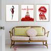 Fashion Canvas Wall Art Red Lips Picture Paris Tower Prints and Posters for Bedroom Girl Home Decoration No Frame