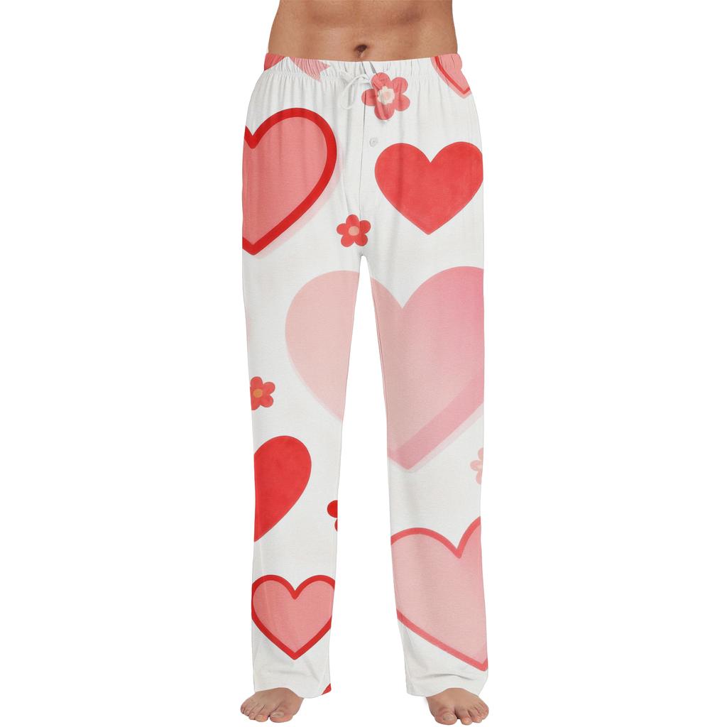 Мужские модные брюки к Дню святого Валентина с принтом, повседневные, прямого кроя