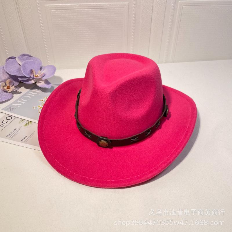 New minority woolen hat European and American men and women couple hat woolen western cowboy top hat tide