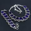 Blue Sapphire Gemstone Handmade 925 Sterling Silver Jewelry Neclace Bracelet Set, Antique Jewelry Set, Wedding Gifts Bracelet For Easter Gift