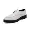 Fashion White Lace-Up Oxfords Shoes Leather Men Wedding Dress Shoes Casual Male Breathable Business Platform All-match Mens Walking Shoe