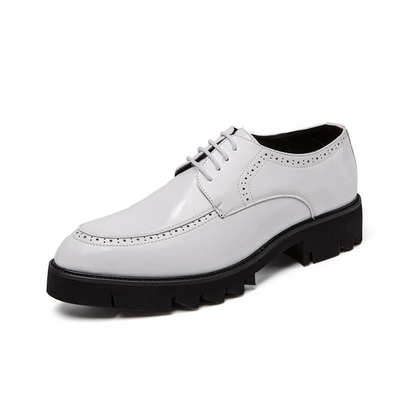 Fashion White Lace-Up Oxfords Shoes Leather Men Wedding Dress Shoes Casual Male Breathable Business Platform All-match Mens Walking Shoe