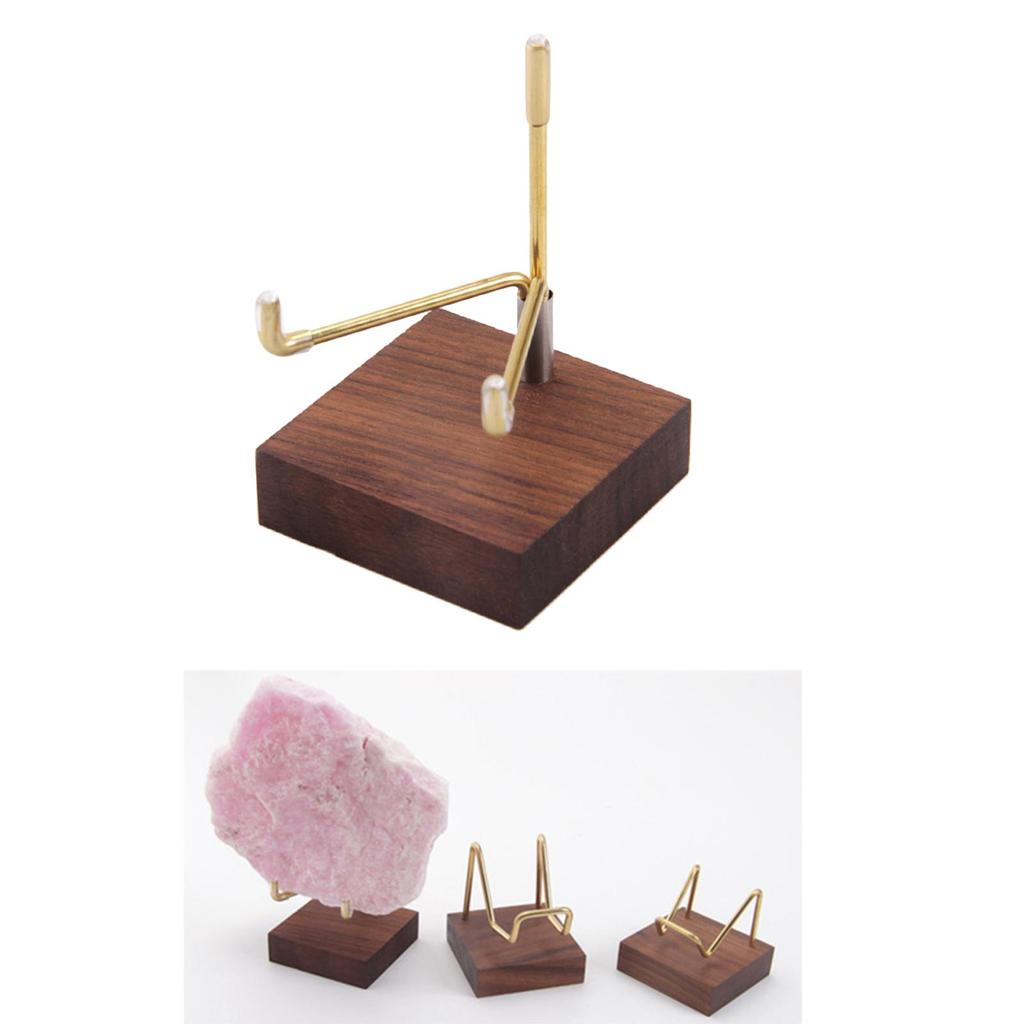 Brass Arm Wood Display Stand Holder for Specimens Agate Home Decoration