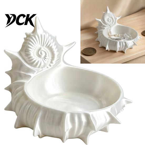 Sea Snail Jewelry Bow 3D Printed Conch Tray, Dish Bowl for Tray Organizing Necklaces Earrings, Decorative Ocean Theme Desk Organizer