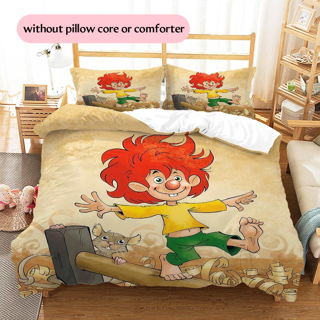 Pumuckl Pattern Bedding Quilt Set Home Decoration Gift (1 * duvet cover + 2 * pillowcase without core)