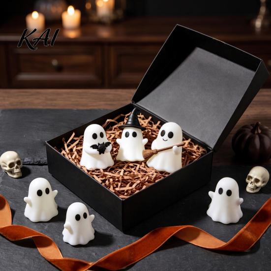 Holiday Party Table Display Halloween Luminous Mini Ghost Figurines, Glow in The Dark Cute Small Home Decor Miniature Statue for Micro Landscape,