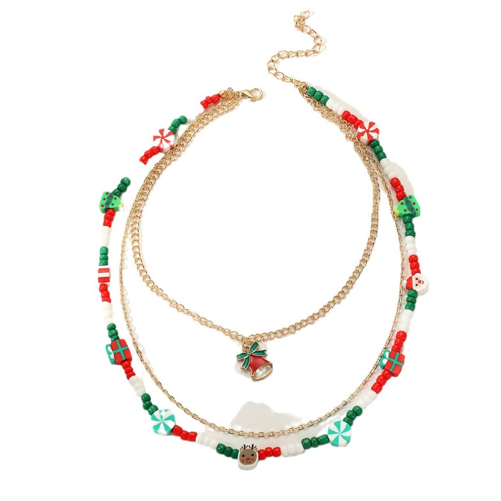 Рождественские украшения, стекающее масло, рождественское многослойное ожерелье, цепочка из бисера, смешанные и подобранные персонализированные предметы