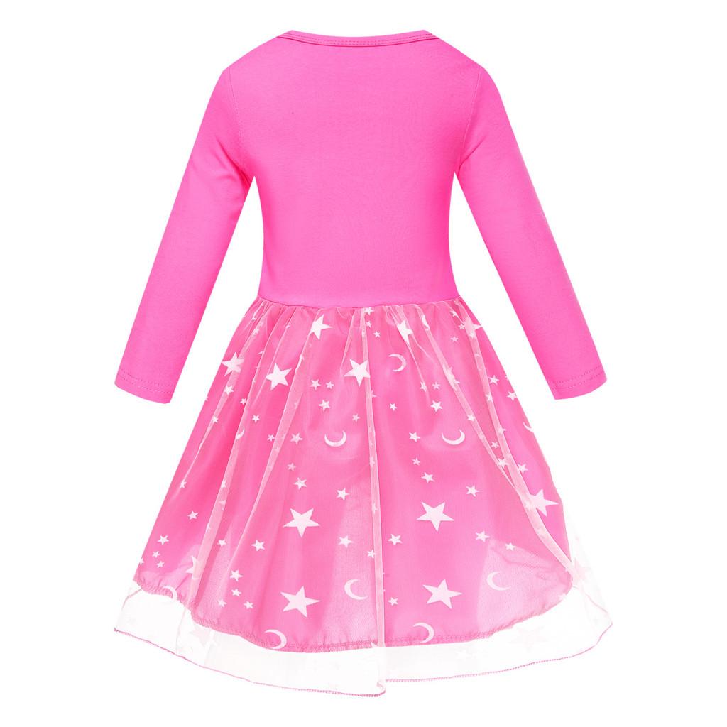 5192 Детское Платье для Девочек Украсть Мозговую Гниль 67 Шесть Семь Принт Сетка Радуга Круглый Вырез Повседневное Повседневное Хлопковое Платье