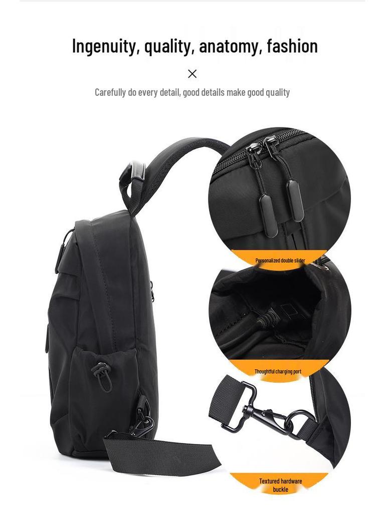 Мужская USB сумка через плечо: Водонепроницаемый нейлон, деловая и дорожная наплечная сумка