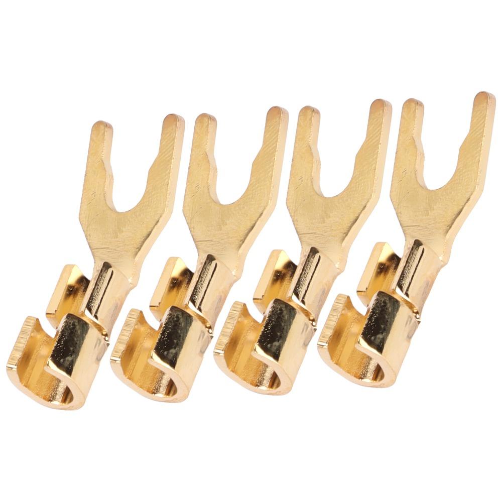 4PCS 45 Degree Fork Spade Speaker Connector Pure Copper Fork Speaker Wire Connector For Amplifiers