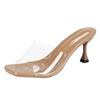 Hot   Summer Pumps Sandals PVC Jelly Slippers Open Toe High Heels Women Transparent Perspex  Shoes Heel Clear