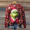 Women's Fashion Christmas Printed Long Sleeve Loose Round Neck Sweatshirt Top