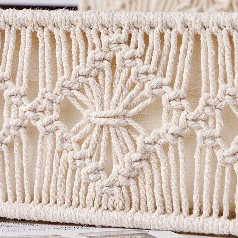 1Pc Macrame Storage Basket Boho Decor Baskets for Organizing Countertop Toilet Paper Shelf Basket with Handle for Bathroom Bedr