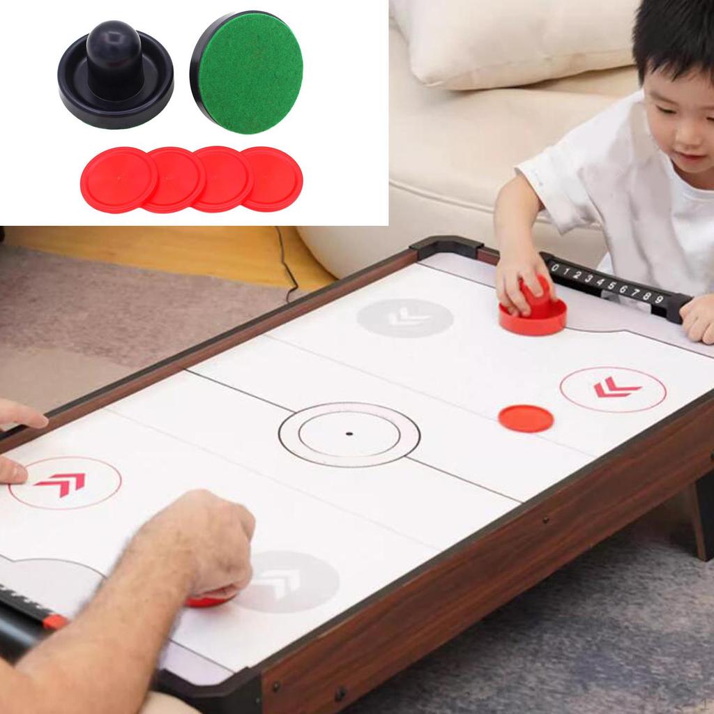 Air Hockey Game Set with Green Felt Pushers and Pucks