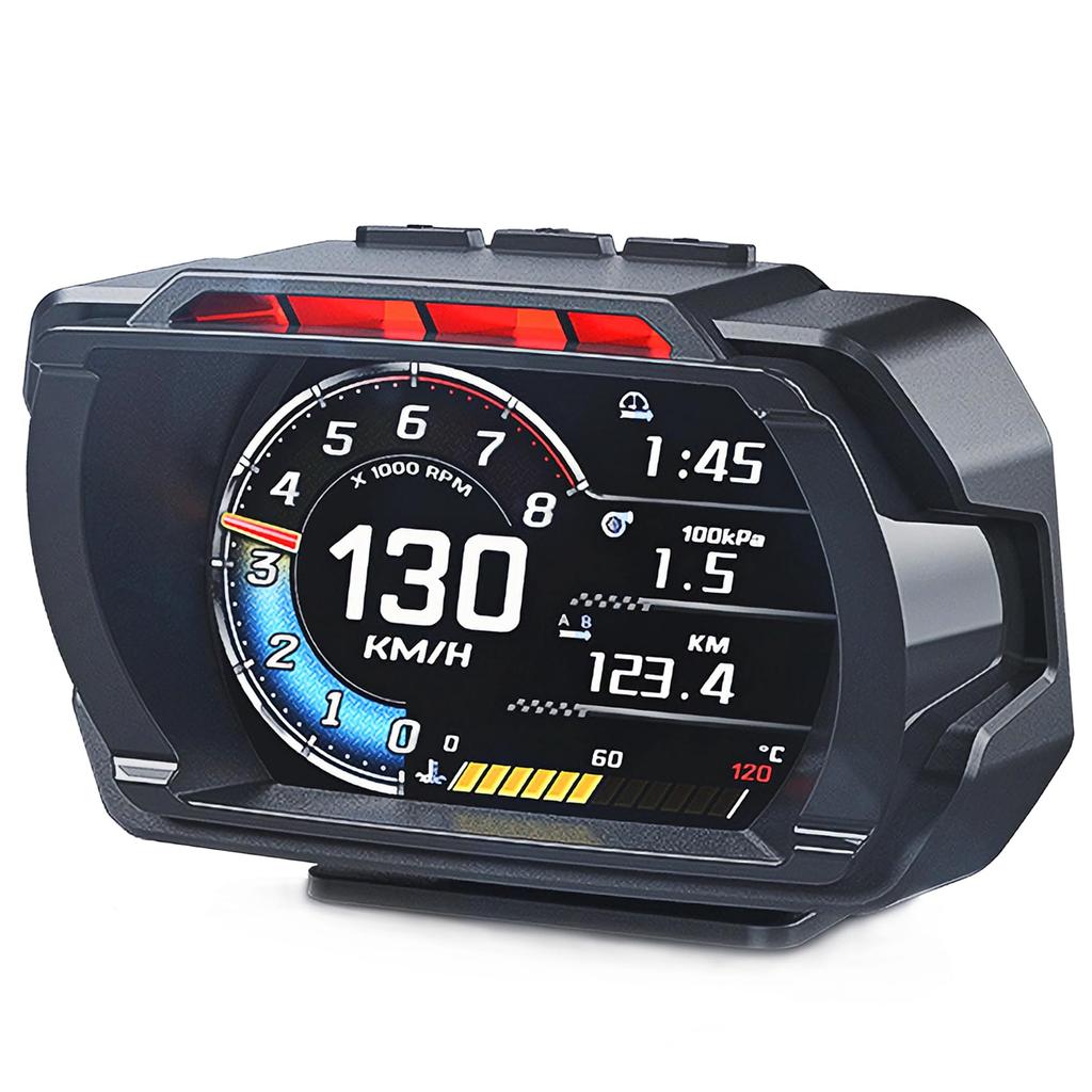 GIGC OBD2 Метр со спидометром, тахометром, датчиком температуры воды, мультиметром и аварийным сигналом для мониторинга данных всех автомобилей (Японская версия)
