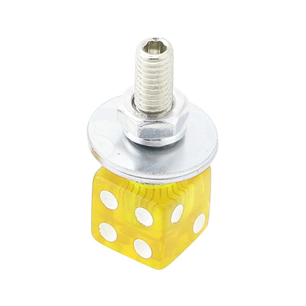 4x Болт-винт для номерного знака Custom DICE Желтый пластик Мотоцикл Чоппер Боббер